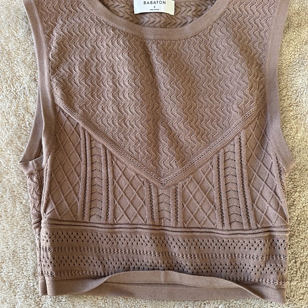 Babaton Women's Tan Textured Crop Top